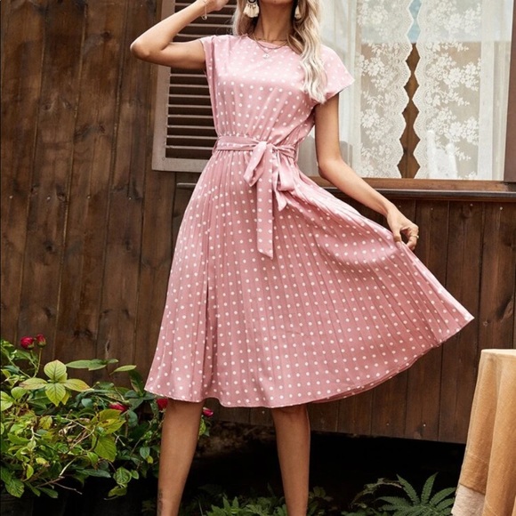 Boho gypsy dot belted midi dress - Picture 2 of 7